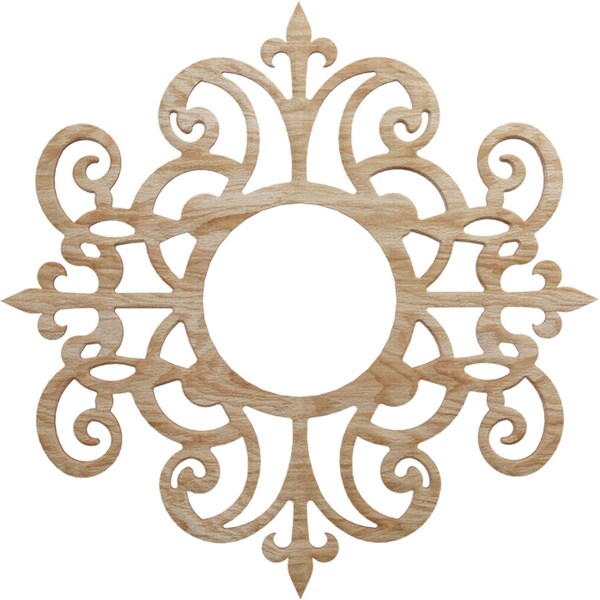 Ekena Millwork Dijon Wood Fretwork Pierced Ceiling Medallion, Red Oak, 18"OD x 5 7/8"ID x 1/4"T CMWP18X18X0250DIRO - main